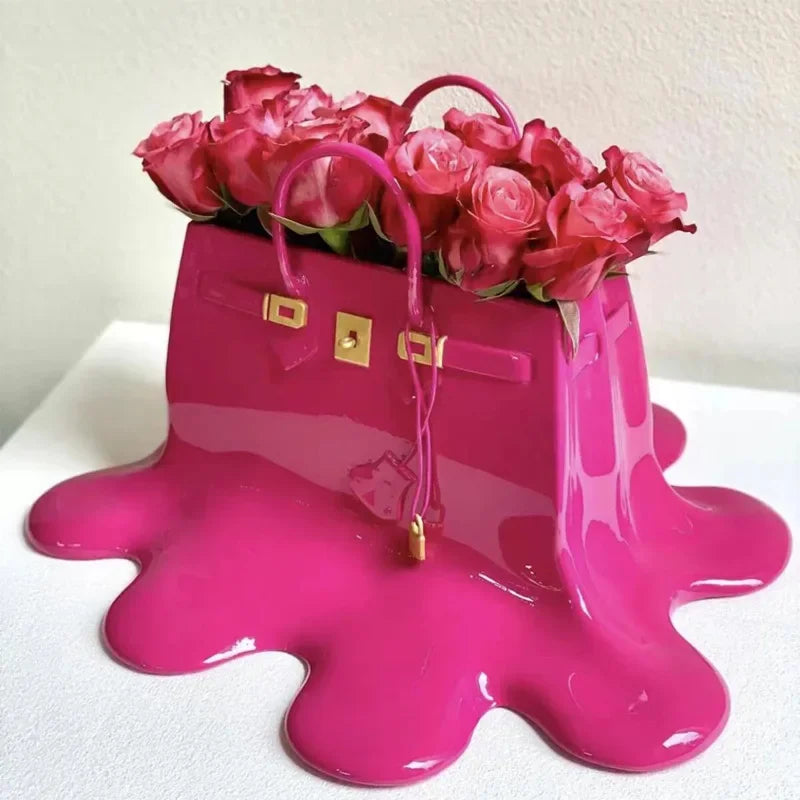 Melting Luxury Handbag Flowers Vase (Violet)