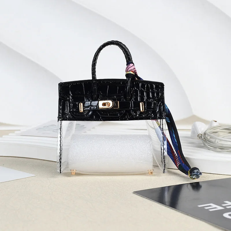 Clear Mini Handbag Bag Charm (Black)