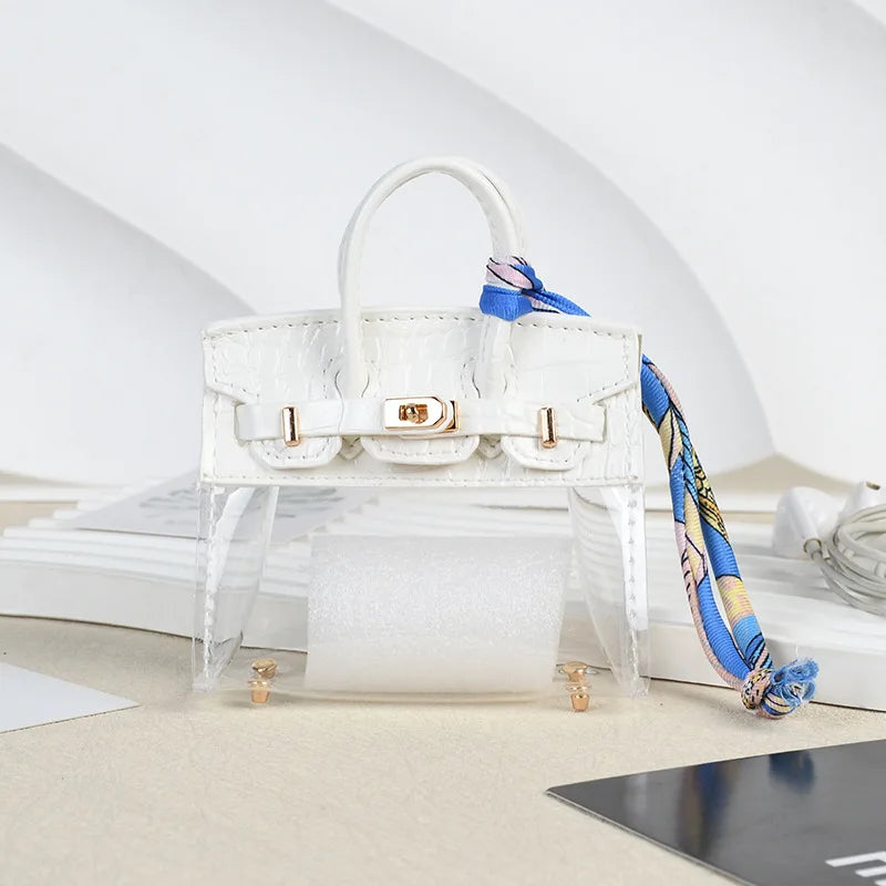 Clear Mini Handbag Bag Charm (White)