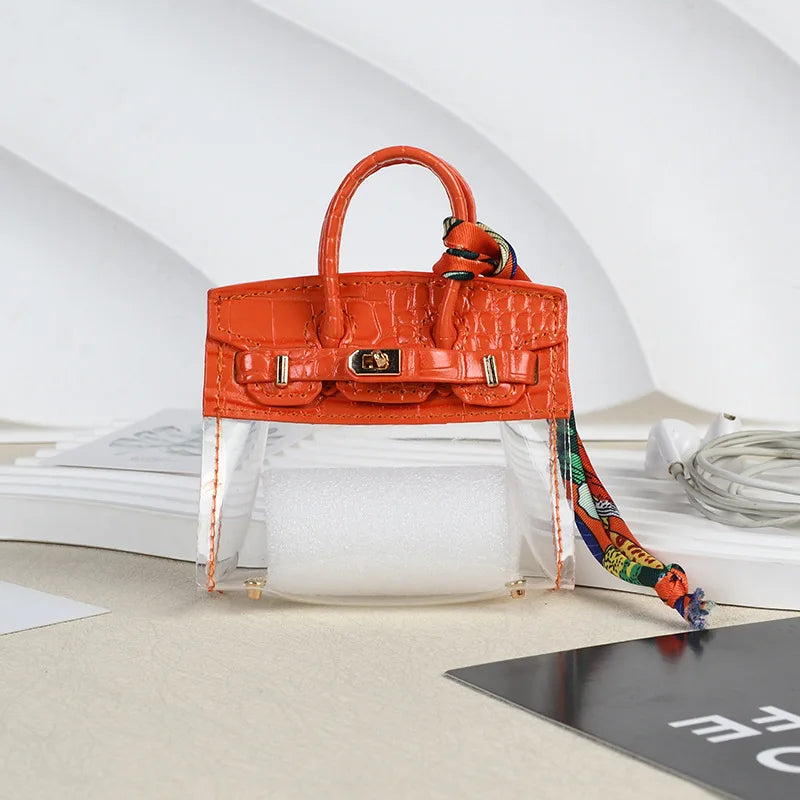 Clear Mini Handbag Bag Charm (Orange)