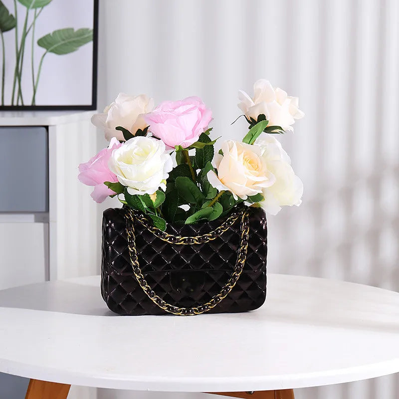 Luxury Lola Handbag Flower Vase (Black)