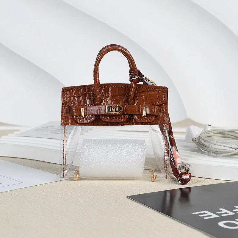 Clear Mini Handbag Bag Charm (Brown)
